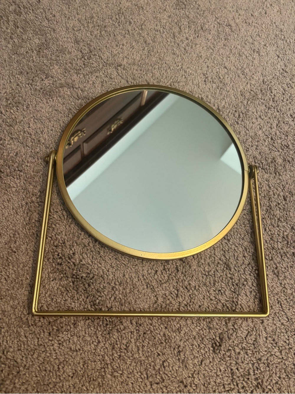 Round Gold Tabletop Mirror